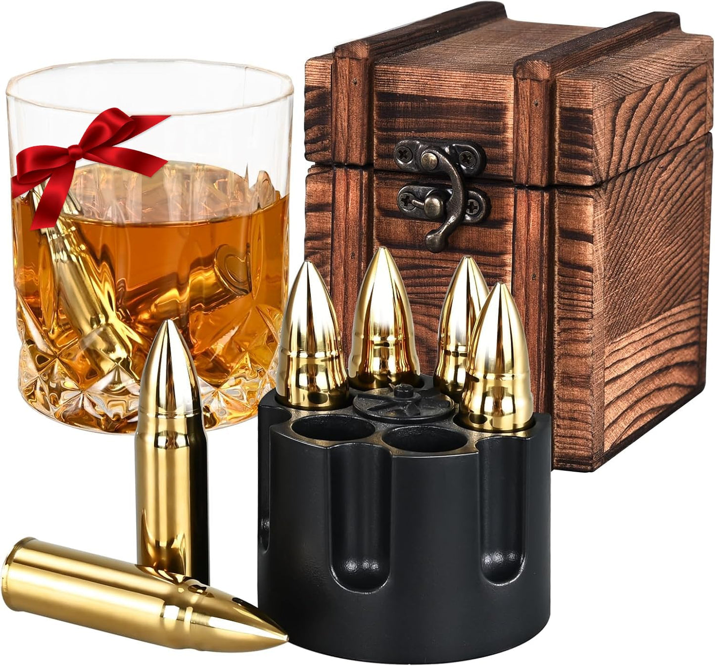 EooCoo Mens Gifts, Whiskey Stones Gift Set with 6 Pcs Stones and Box, Reusable Ice Cubes for Drinks, Cool Gadgets Bourbon Mens Gifts for Dad, Husband, Whiskey Lover