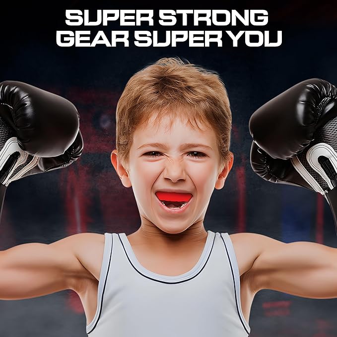 Sports Mouth Guard for Kids,Youth,Boys,Girls,Child Teen Mouthguard with Case (BPA Free) for Boxing, Martial Arts,MMA Karate,Lacrosse,Football,Soccer and All Contact Sports (RED)