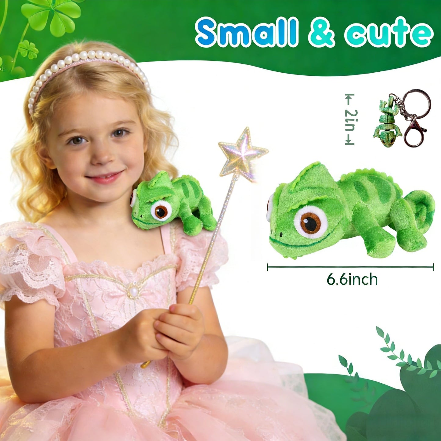 BOKIRZOS Magnetic Shoulder Chameleon Plush Toy, Soft Lizard Stuffed Animal Cosplay Accessory for Kids Teens Adults, Includes Key Ring