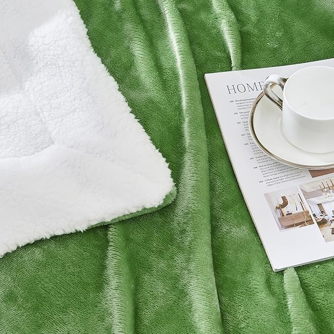 SOCHOW Sherpa Fleece Throw Blanket, Double-Sided Super Soft Luxurious Plush Blanket Twin Size, Sage Green, 60x80 inches