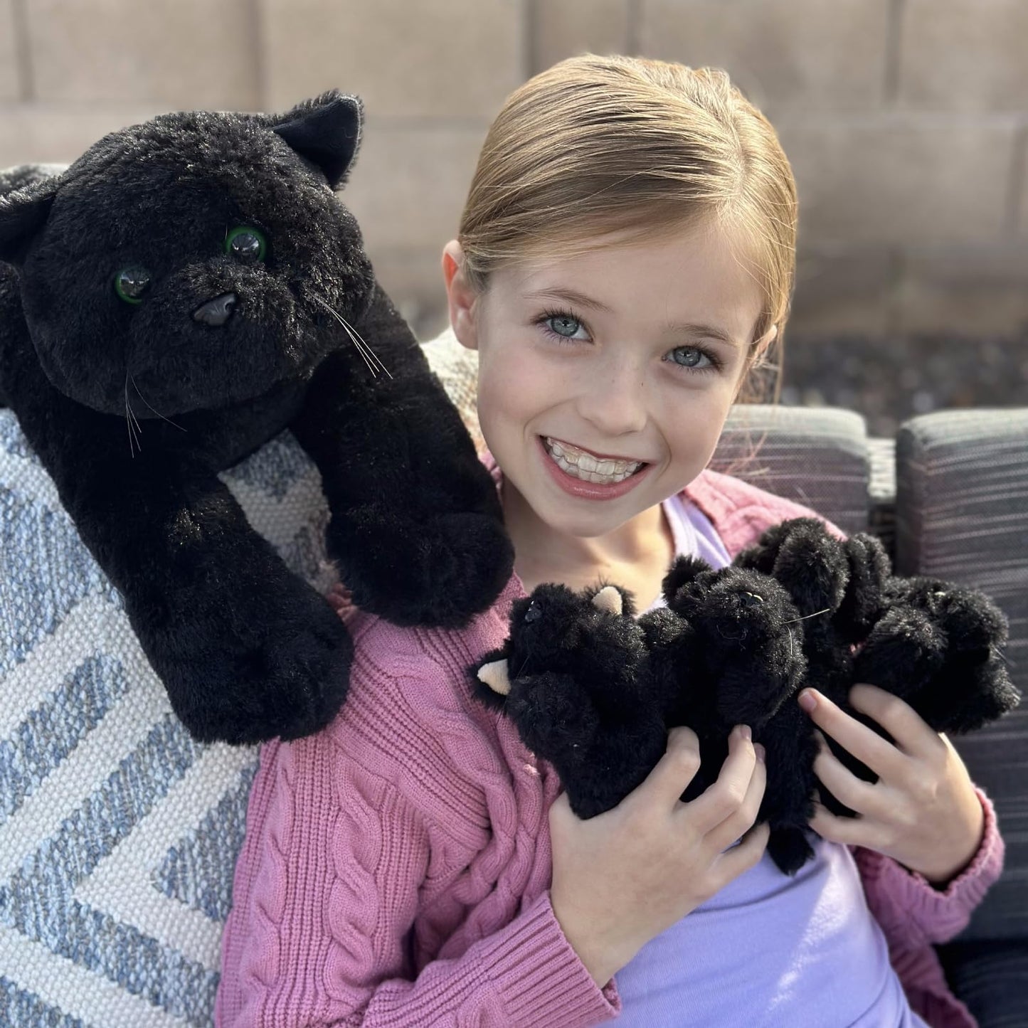 MaoGoLan 5Pcs Black Cat Plush with 4 Babies Inside - 20" Big Black Cat Stuffed Animals - Realistic and Soft Halloween Plushies Gift for Cat Lover,Women,Girls,Kids