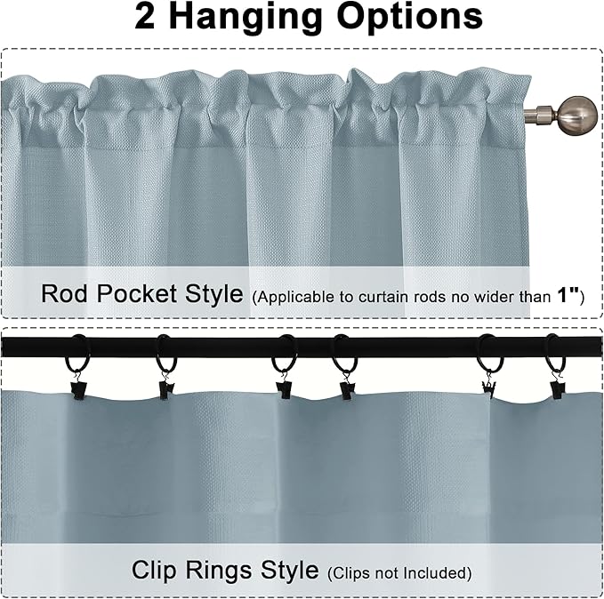 Chyhomenyc Bennet Aqua with Greenish Tone Curtains 84 Inches Long 2 Panels, Faux Linen Textured Light Filtering Soft Airy Privacy Farmhouse Curtain Drapes for Living Room Bedroom, Each 40" Wx84 L