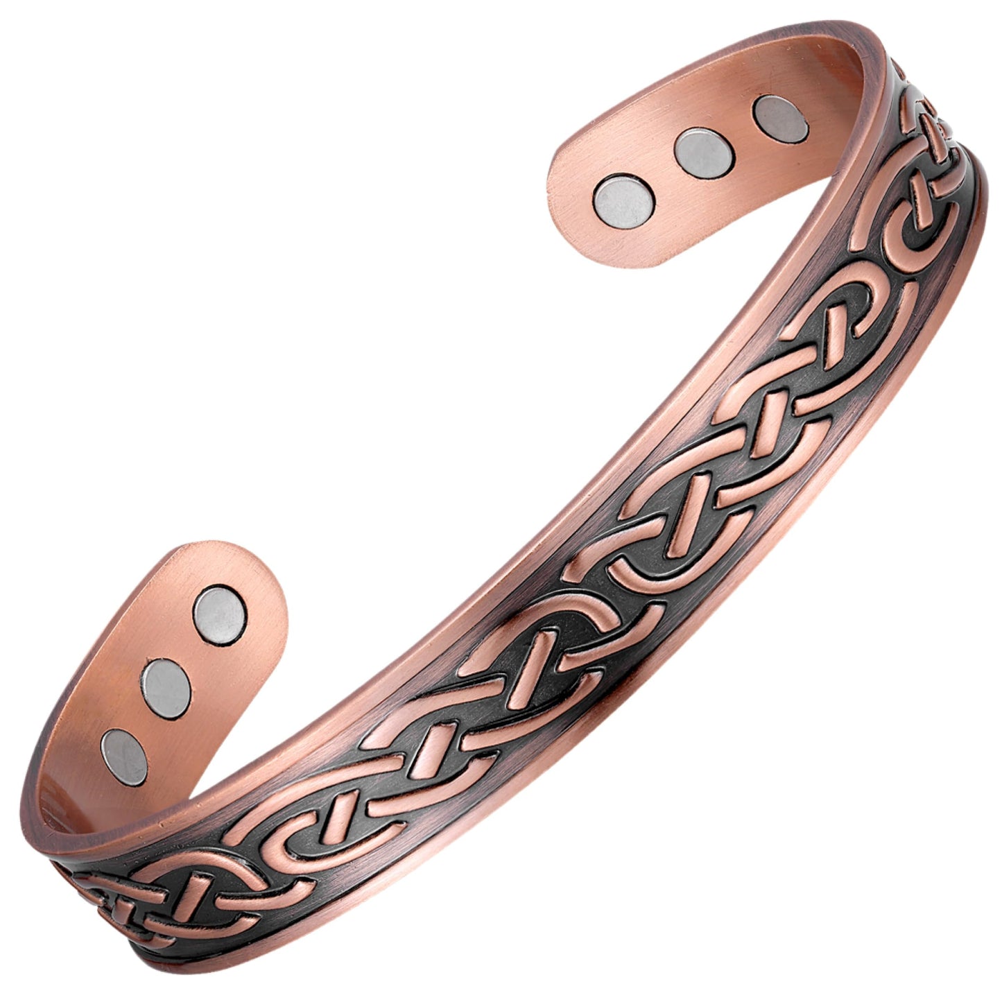 Earth Therapy Bronze Celtic Knot Magnetic Copper Cuff Bracelet for Men & Women - Adjustable - Ultra Strength