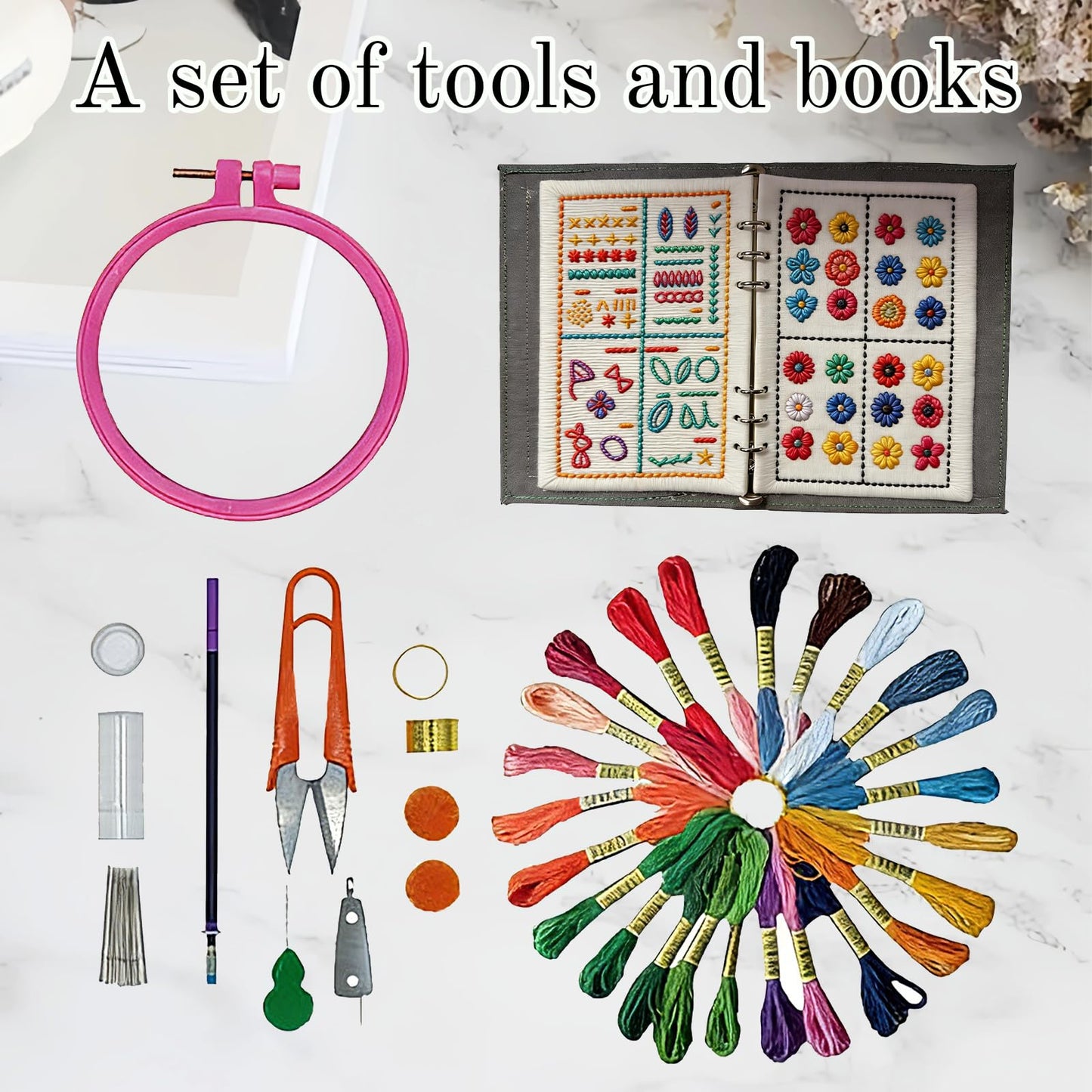 2026 New Embroidery Book Kit Embroidery Book Including a Complete Toolkit and Instructional Tutorial Embroidery Kit for Beginners and DIY Craft Lovers (1 Piece Set)