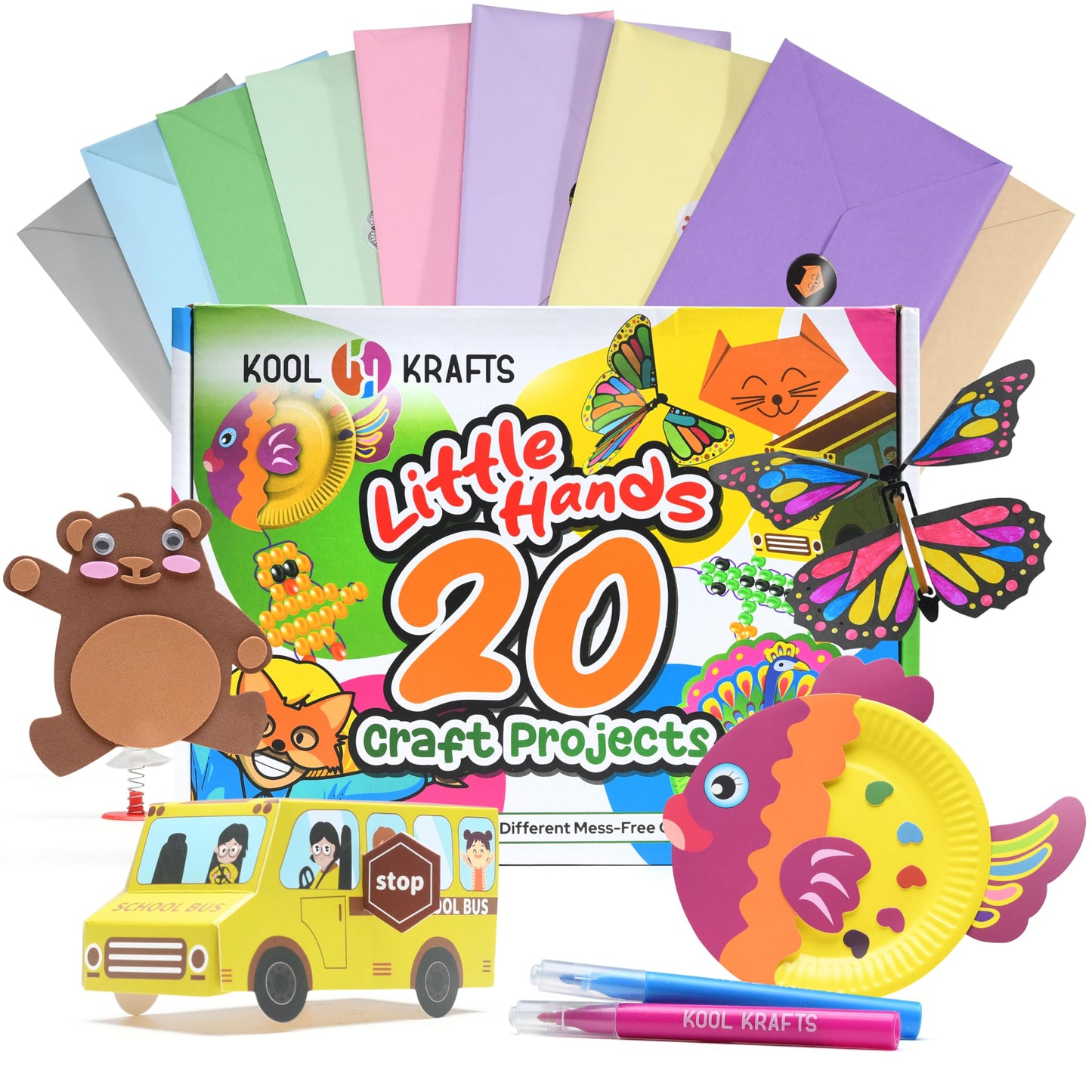 20 Arts & Crafts Kit for Kids, All-Inclusive, No Mess Craft Kits & Supplies for Boys & Girls – DIY Creative Activity, Easy Step-by-Step Guide, Individually Packaged Crafts, Christmas Gift, Travel Gift