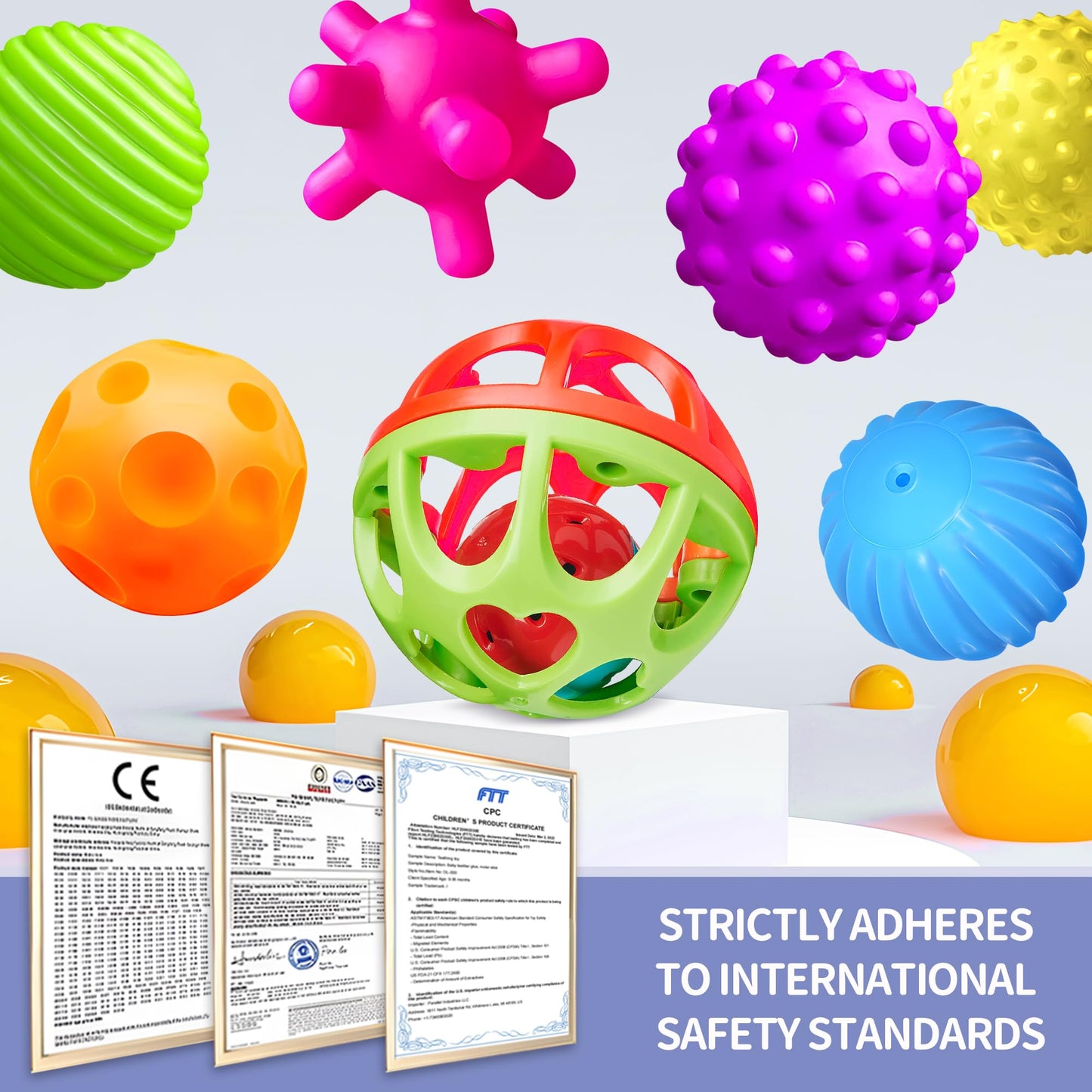 Montessori Toys Bundle – Sensory Balls for Toddlers & Silicone Blocks 24PCS, Multiple Textures Hand Catching Baby Balls, Baby Rattle 3-6 Months, Stacking Soft Blocks for Babies 1-3, Educational Play