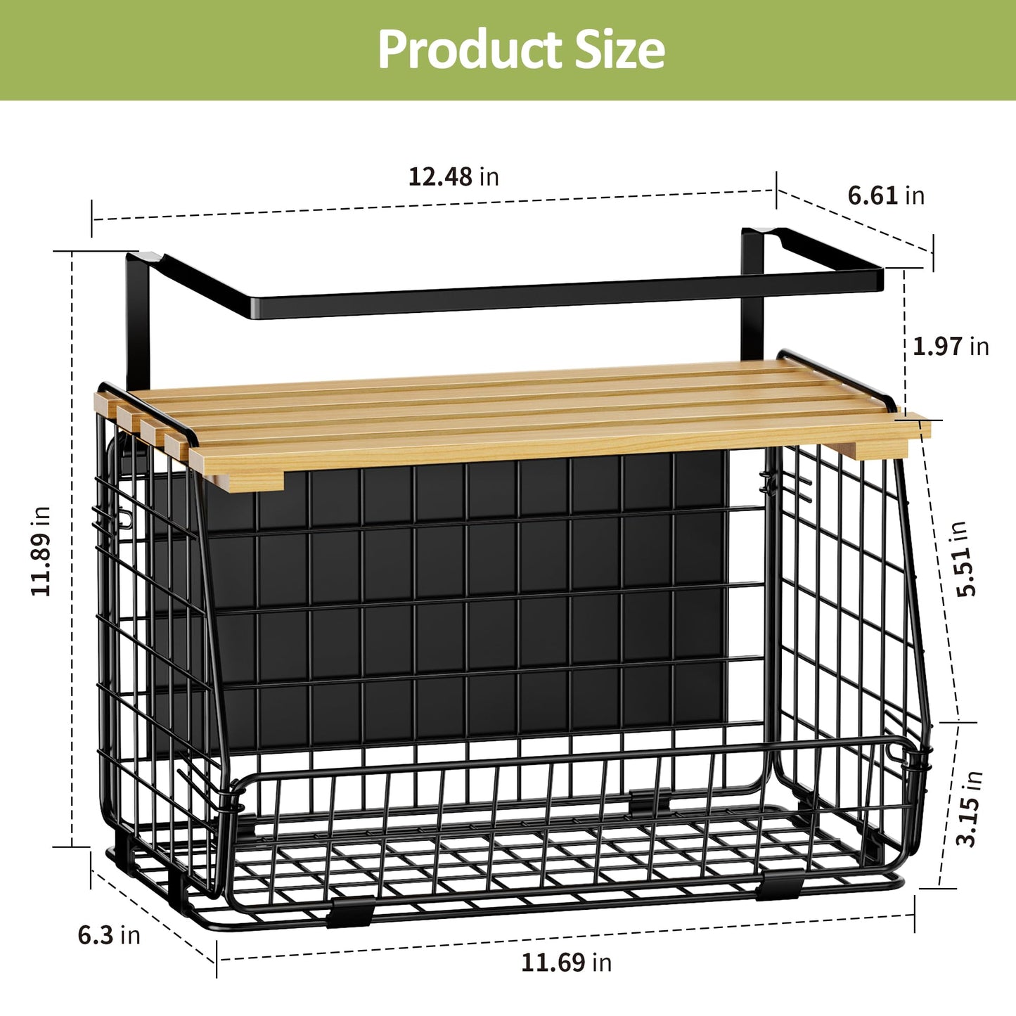 GGIU Magnetic Shelf for Fridge with Lid: 2 Pack Fruit Potato and Onion Storage Bin - Magnetic Spice Rack for Refrigerator & Kitchen Counter - Pantry Organizers and Storage