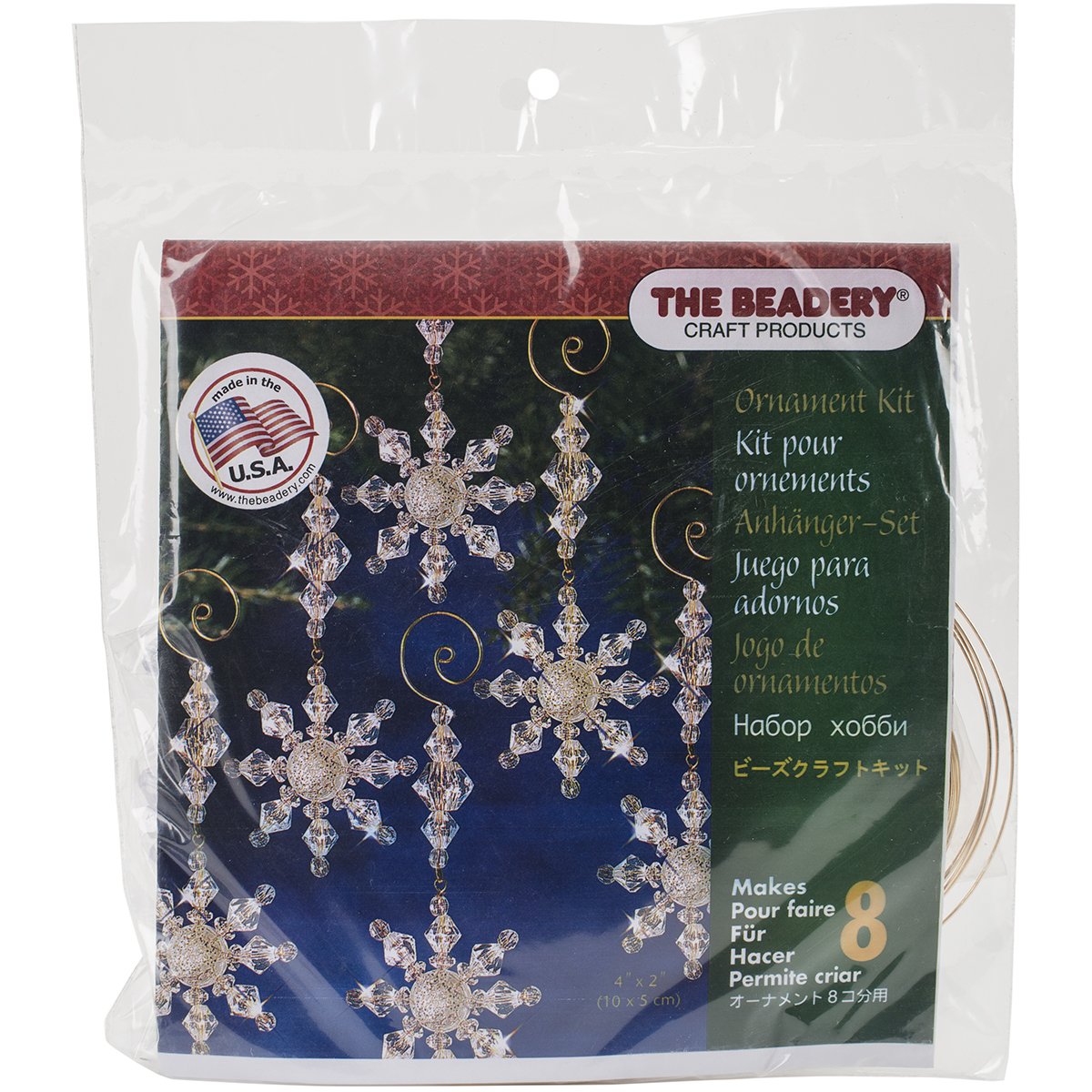 The Beadery Holiday Beaded Ornament Kit, Snow Crystal Danglers, 4" by 2" Makes 8