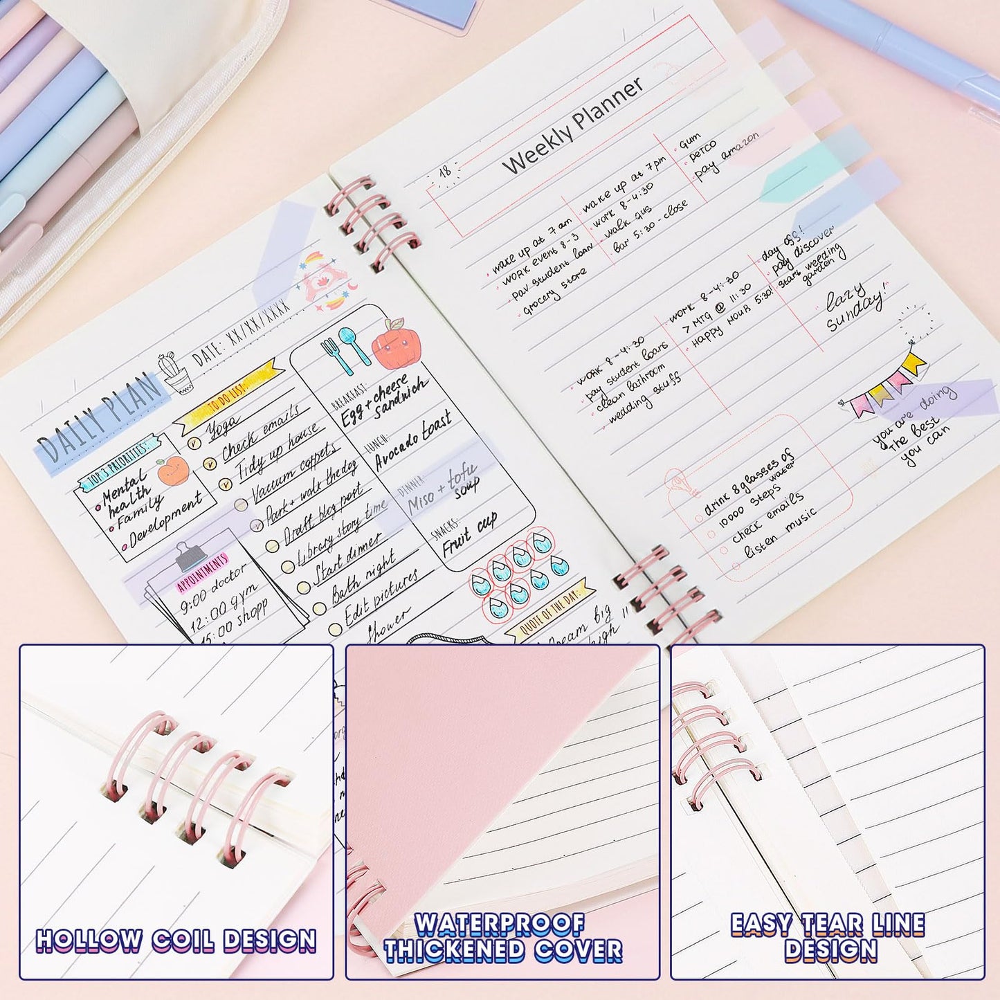 Focxoio Bible Study Supplies Journaling Kit with Pen Case,12 Pastel Highlighters,5 Black Ink Gel Pens, 6 Mechanical Pencils 0.5 & 0.7mm,Sticky Note Index Tab and So on for bible study