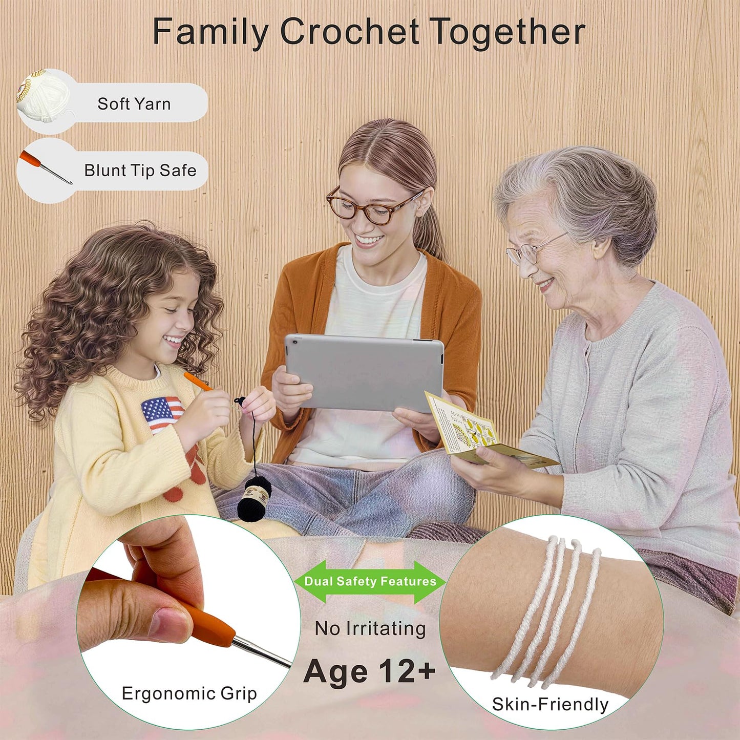 LuNuaFvy Crochet Kit for Beginners Kids & Adults - Complete Animal Starter Kit to DIY 2 Cute Amigurumi Dragons, Easy-Follow Book & Video Tutorial (4hr), Soft Yarn, 2 Bags(Gift & Storage)
