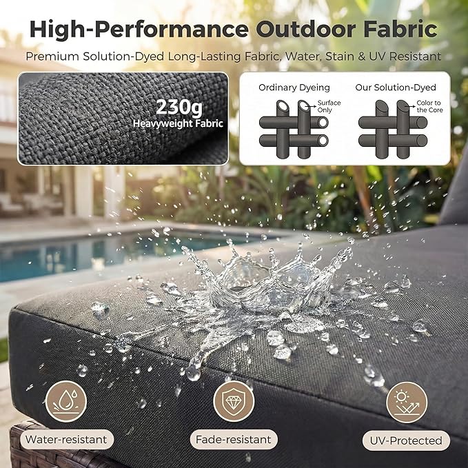 NICESOUL 8 Seat Extra Large Patio Furniture Set with Firepit Table Natural Gas/Propane, 29.3'' High-Back Luxury Outdoor Sectional Conversation Sets for 6 People, Brown Rattan and Dark Grey Cushion