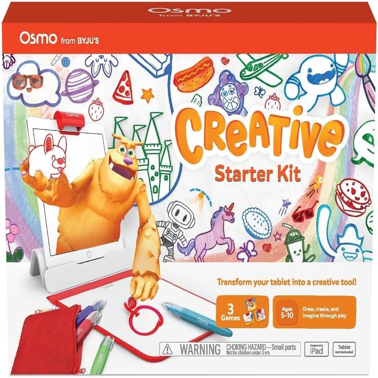 Osmo - Creative Starter Kit for iPad - 3 Educational Learning Games - Creative Drawing & Problem Solving/Early Physics - STEM Toy Gifts for Kid, Boy & Girl - Ages 5-10 (Osmo Base Included)