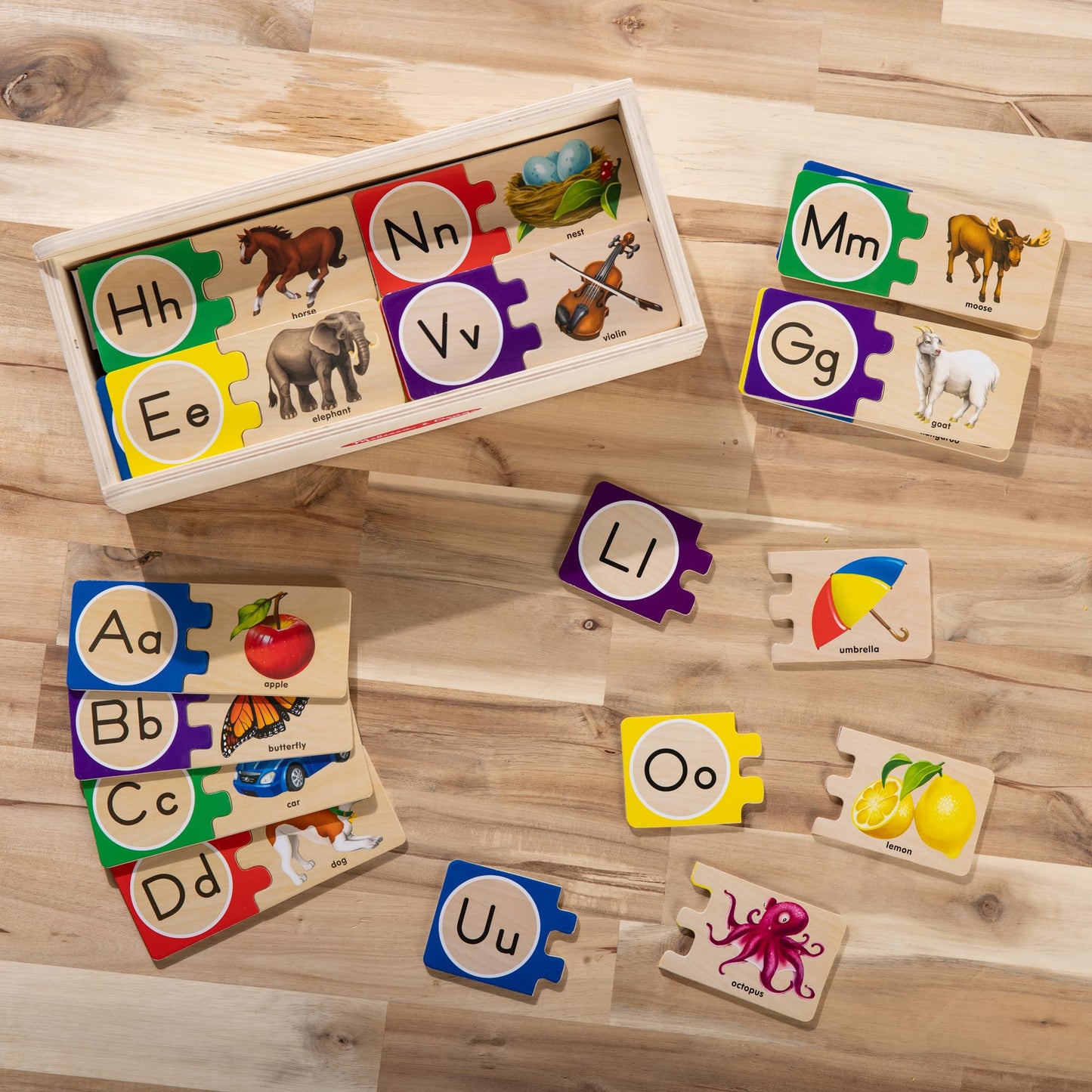 Melissa & Doug Self-Correcting Alphabet Wooden Puzzles with Storage Box (52 pcs) ABC Puzzles, Wooden Alphabet Puzzle for Kids Ages 4+