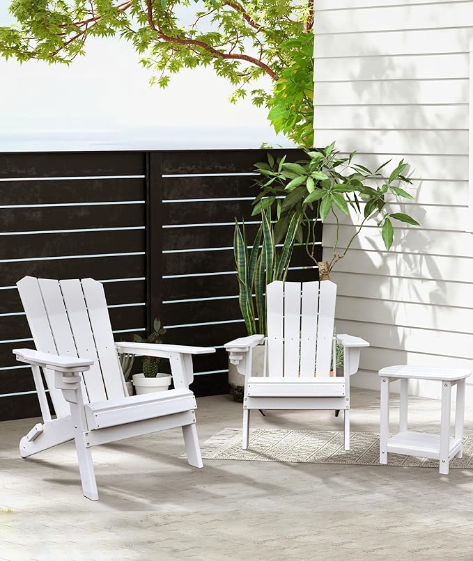 Adirondack Square Outdoor Side Table,2-Tier Storage Patio Side Table, HDPE End Tables for Backyard Pool Porch Garden Lawn