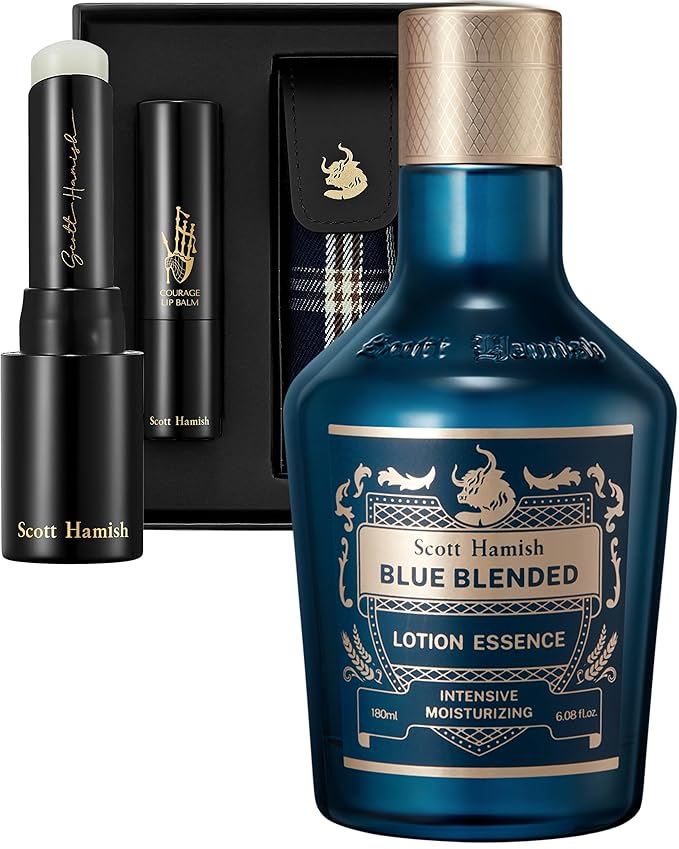 Blue Blended Lotion Essence + Courage Lip Balm & Case Gift Set Bundle