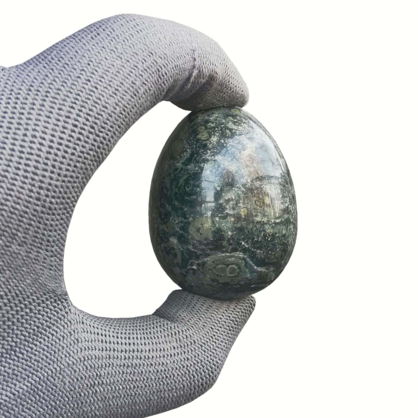 Sunshcat Natural Kambaba Jasper Egg Shaped Meditation Chakra and Home Decor Balance Crystals and Healing Stones Statue Set,35 * 50mm Easter and Thanksgiving Gift,with Wooden Bracket
