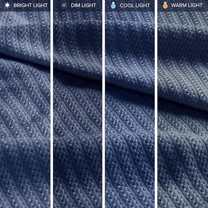 Madison Park Liquid Cotton Blanket Breathable, Softer Ring Spun Weave, Diamond Motif, Luxurious 100% Cotton All Seasons Lightweight Summer Blanket for Bed, Couch, Office, Navy, Full/Queen