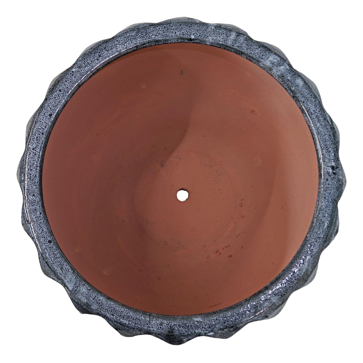 Sunnydaze 13.5" Fluted Ceramic Plant Pot - Features 1 Drainage Hole - 1.94 Gal Soil Capacity - Black Mist