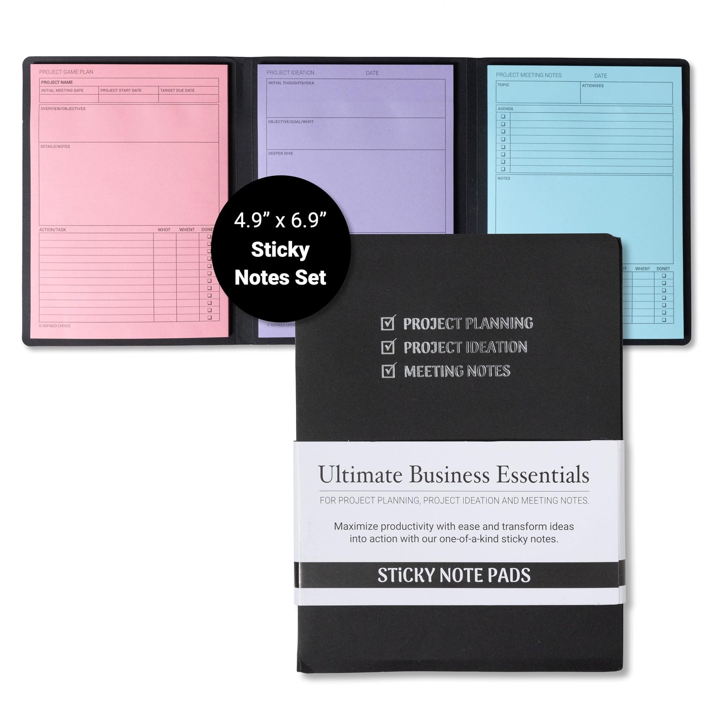 Project Planner Kit & Meeting Notebook for Work – 90 Large Sticky Notes for Organization,Meetings,Work/Project Management, Business Professionals & Work Planners