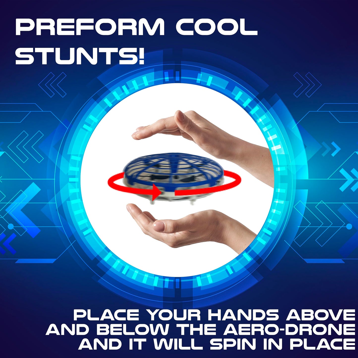 HoverTech Kids’ Self-Flying Aero-Drone 360, Incredible Stunts, Advanced Sensors, Hand Command Control, Various Altitudes, Ages 6+