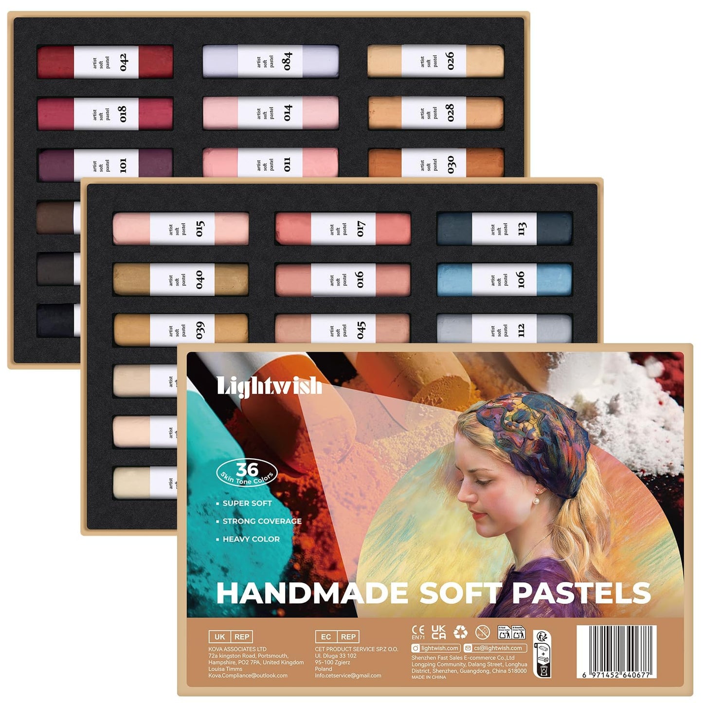 LIGHTWISH 36-Color Professional Soft Pastels Set for Artists, Beginners & Adults - Non-Toxic, Vibrant Drawing Pastel Sticks for Art Sketching & Shading-Skin Tone