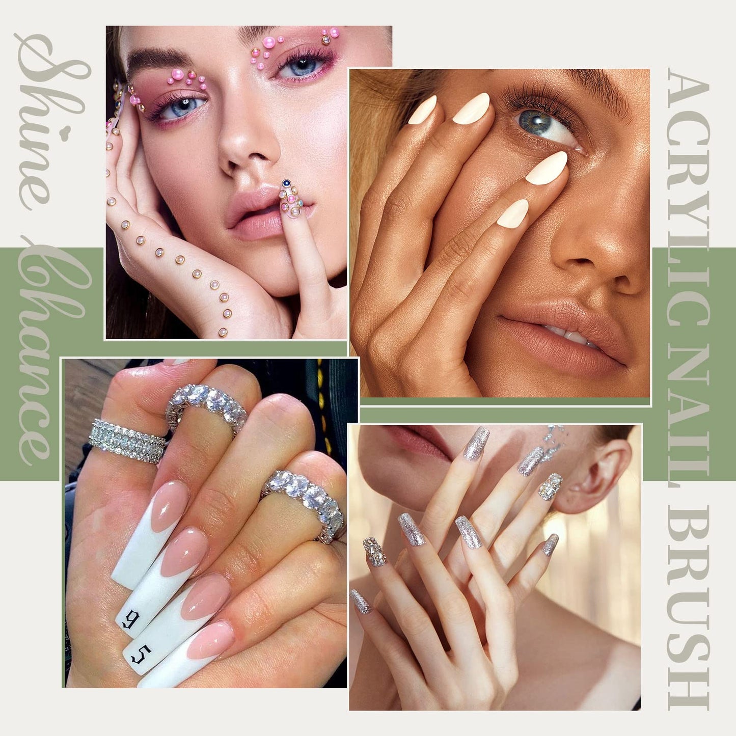 Acrylic Nail Brush Size 16,KEMEISI 100% Pure Kolinsky Nail Art Brushes Sturdy Marble Handle Oval Shaped Acrylic Powder Nail Design Tools for Professional Manicure DIY Home Salon (White)