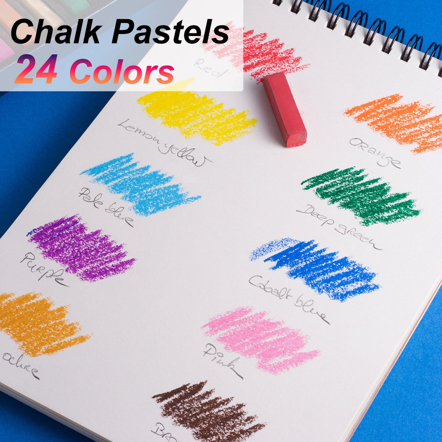 Dlicoda Soft Pastel for Artists, 24 PCS Vibrant Colors Chalk Sticks - Premium Pastel Art Supplies for Drawing, Blending, and Shading - Ideal for Adults and Beginners