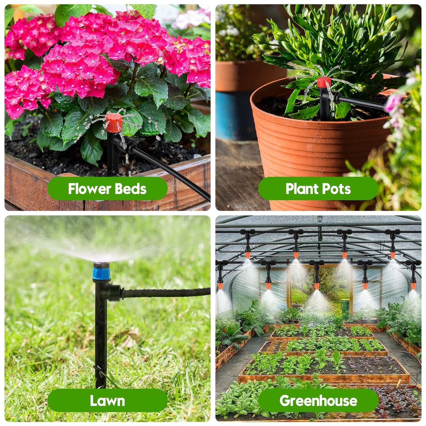 240FT Drip Irrigation System for Garden, 2026 Upgraded Quick-Connect Automatic Garden Watering System with 1/2" & 1/4" Tubing and Adjustable Nozzle Emitters for Greenhouse, Yard, Lawn, Raised Bed