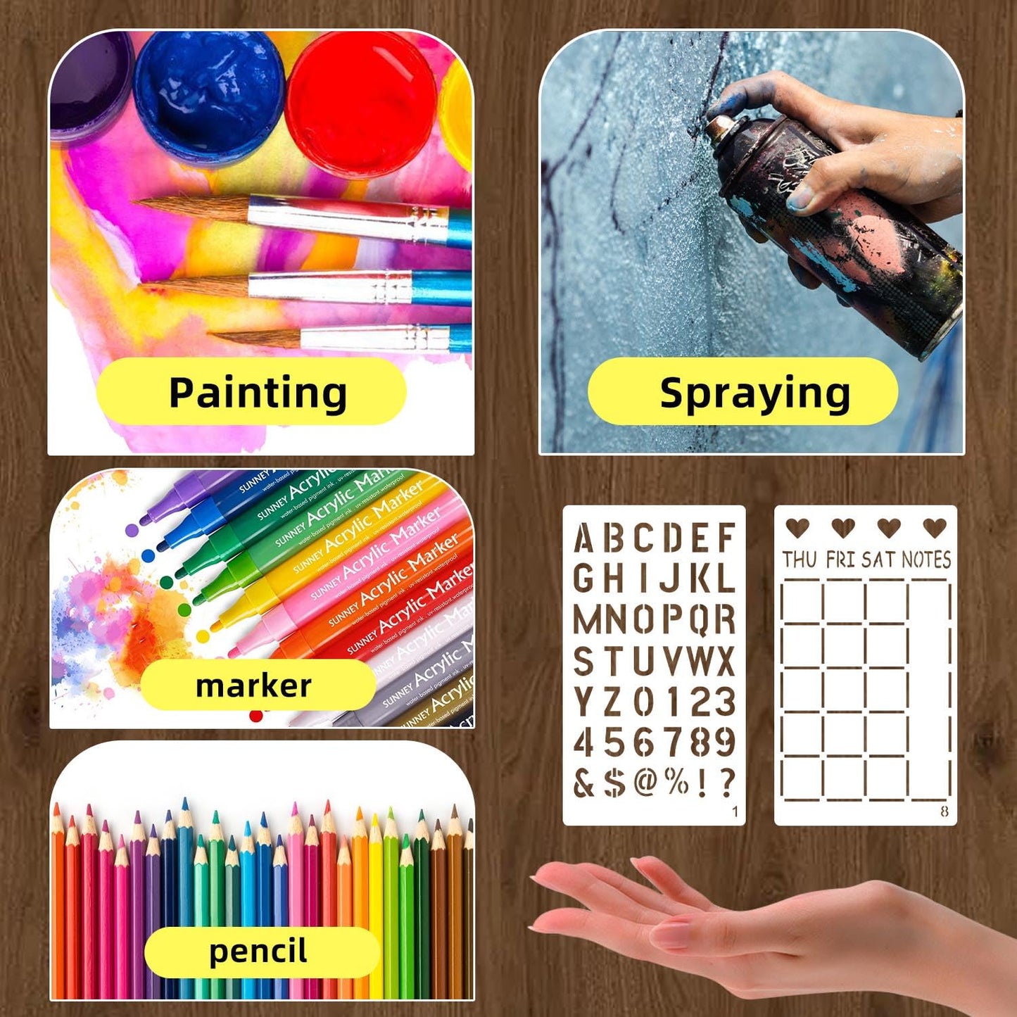 36 Pieces Journal Stencils for Bullet Dot Journaling Notebook Scrapbook, 4 x 7 Inch Planner Stencil DIY Drawing Templates Accessories Supplies Kit for Planners Cards Decorations (Journal)