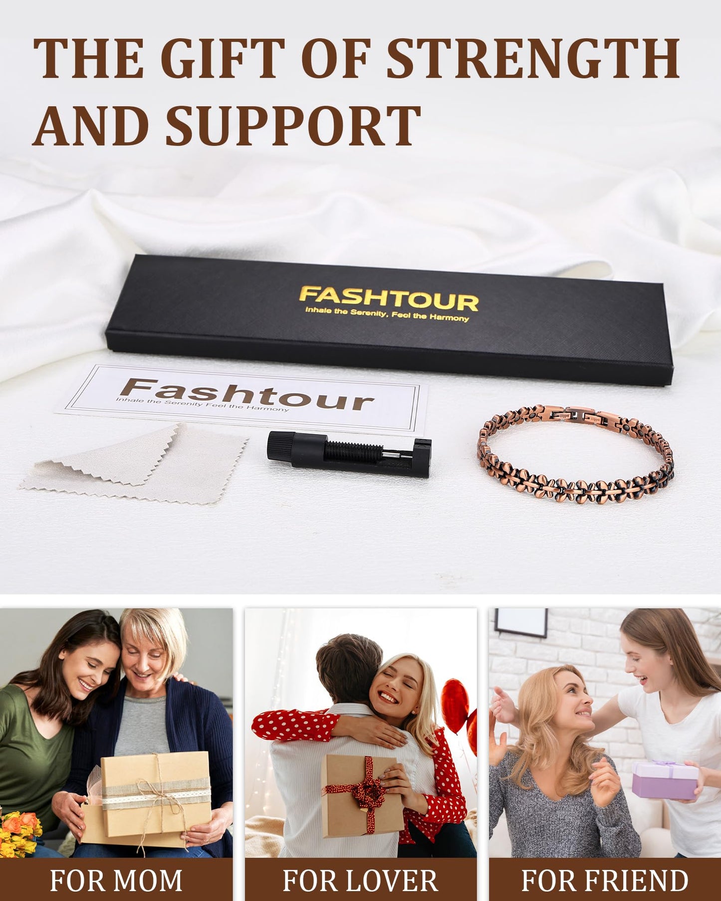 Fashtour Women's Copper Magnetic Bracelet, 3800 Gauss Magnets Butterfly Design, Adjustable Size with Extra Clasp for Daily Wear & Gifts