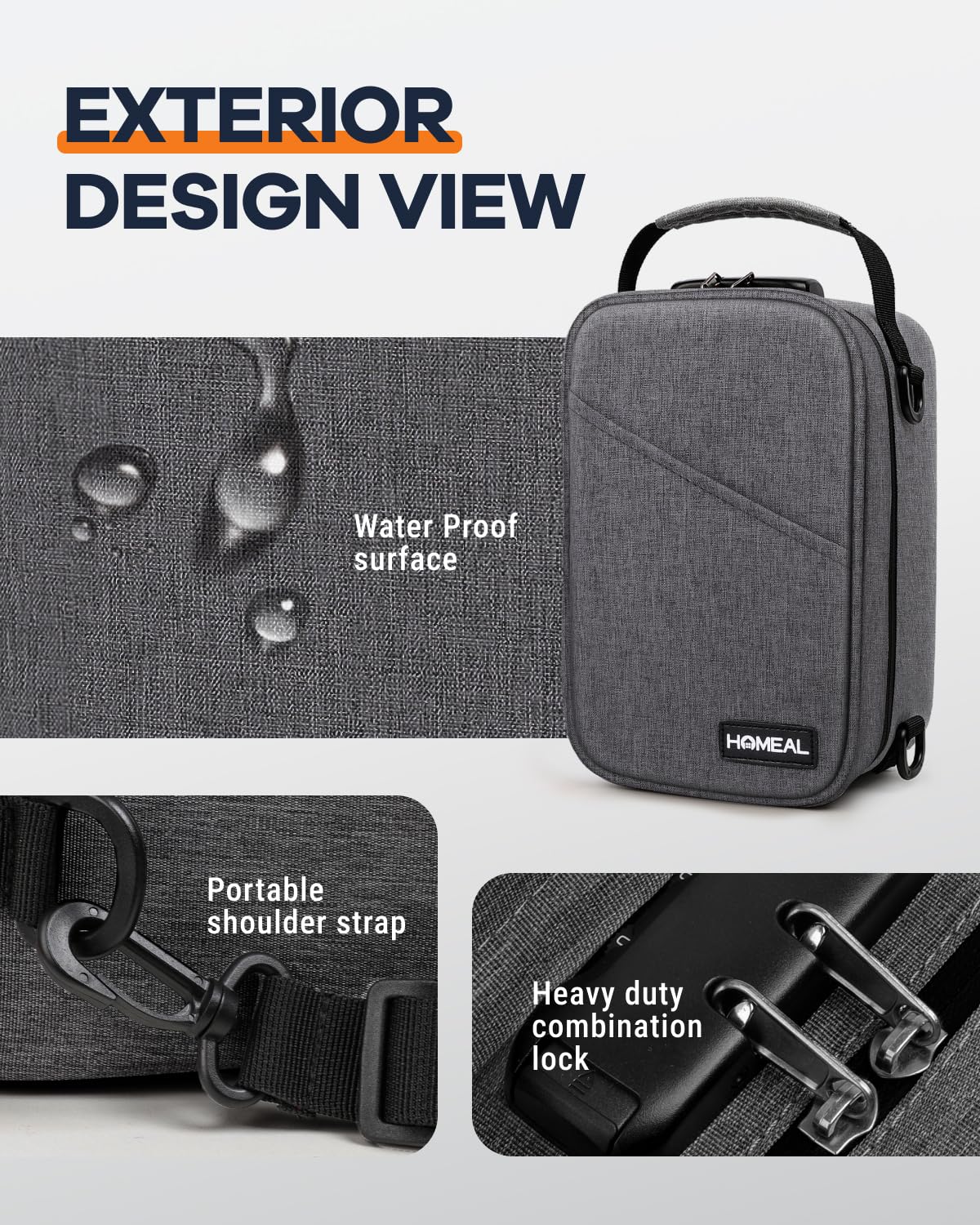 HOMEAL Smell Proof Stash Box，Smell Proof Containers with Combination Lock,Smell Proof Box,Smell Proof Stash Bag for Travel Gift for Man Women Dark Grey