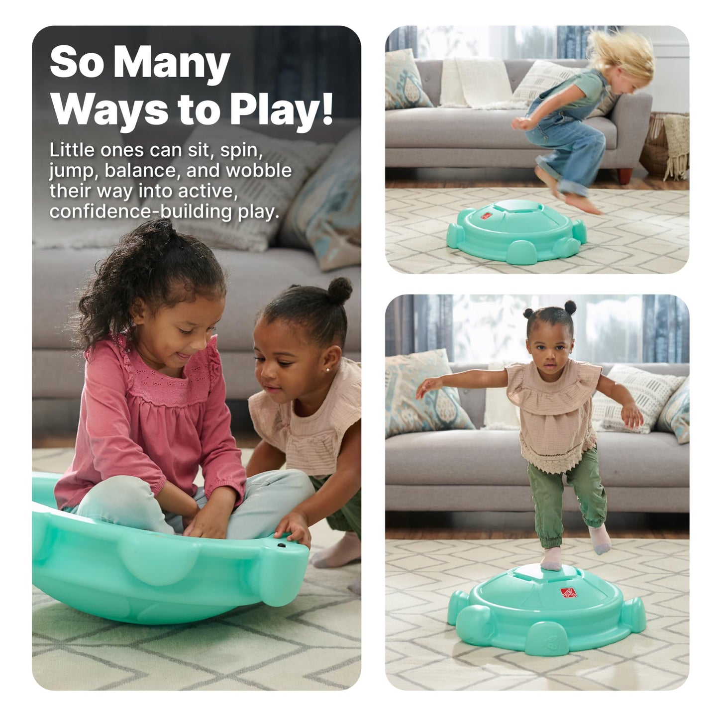 Step2 Topsy Turtle Rocking Disk and Stepping Stone, Balance and Climbing Toy for Kids and Toddlers, Indoor/Outdoor, 18 Months - 3 Years, Mint