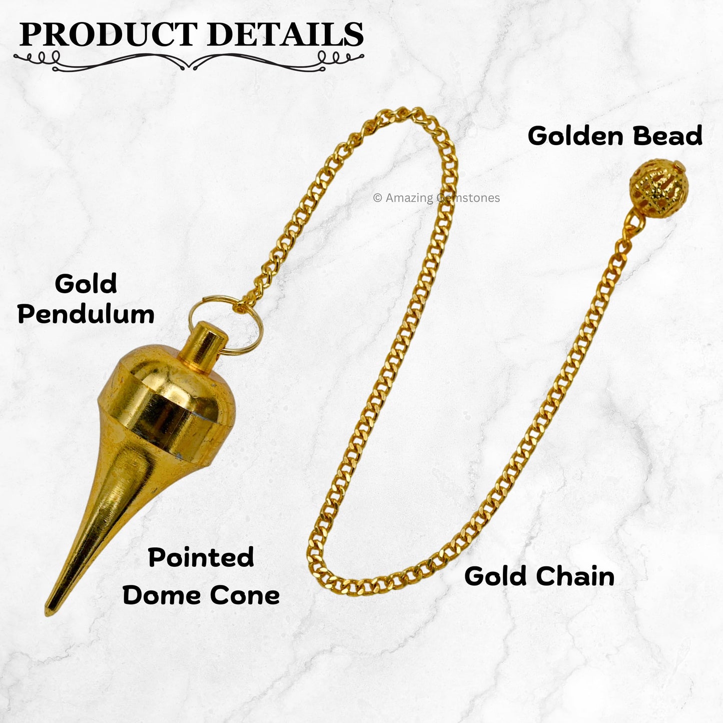 Amazing Gemstone Healing Metal Pendulums for Divination, Gold Point Dome Cone Steel Copper Pendulum High Energy Pendulo de Bronce Pendulos de Mesa MP39