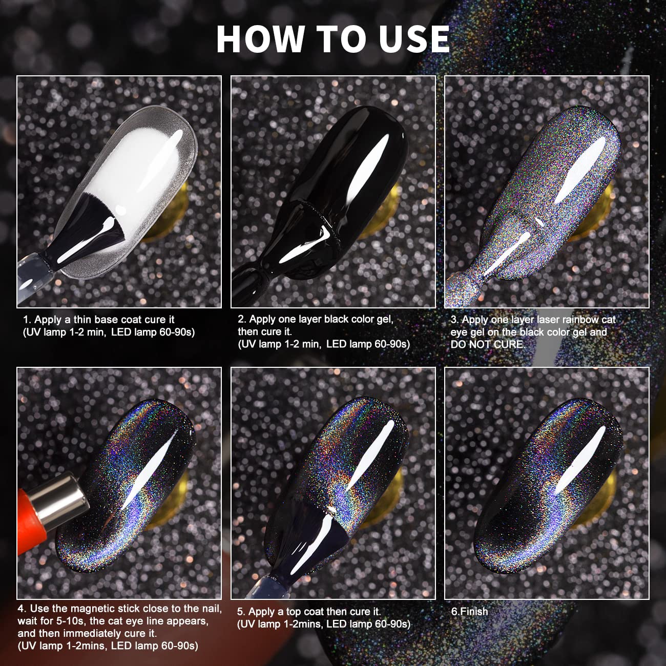RARJSM Cat Eye Gel Nail Polish, Galaxy Chameleon Magnetic Gel Pink Holographic Glitter Soak Off U V L E D DIY Manicure Art for Salon Designs and Home DIY 7.5ML/0.26fl oz