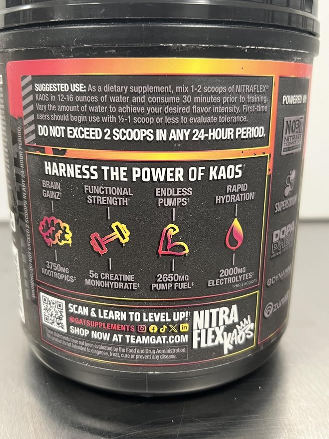 GAT SPORT Nitraflex KAOS Berry Lemonade Pre-Workout Powder,