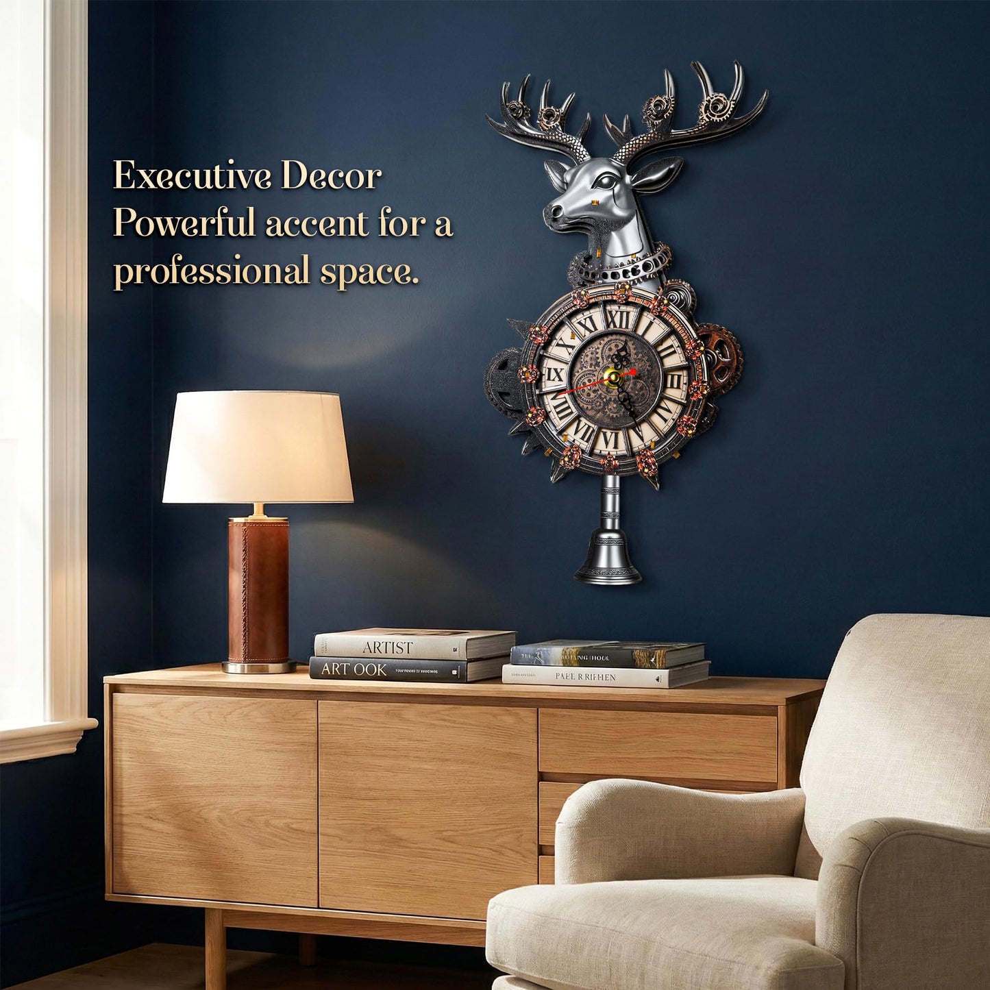 WDPINTU 3D Wooden Clock Puzzle – Steampunk Deer Head Design – DIY Model Kit for Adults & Teens (15+) – Unique Wall Decor with Roman Numerals – Gift-Ready Packaging