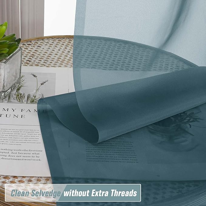 Dusty Blue Sheer Curtains Tier 30 Inches Length 2 Panels, Light Filtering Lightweight Soft Window Treatments Drapes, Cute Elegant Cafe Curtains for Nursery, Dual Rod Pocket, 2x42Wx30L Inches