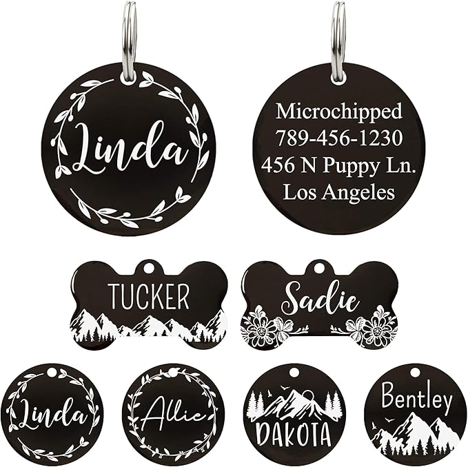 Ultra Joys Custom Dog Tag Personalized Pet Name Tag - Large Bone Mountain