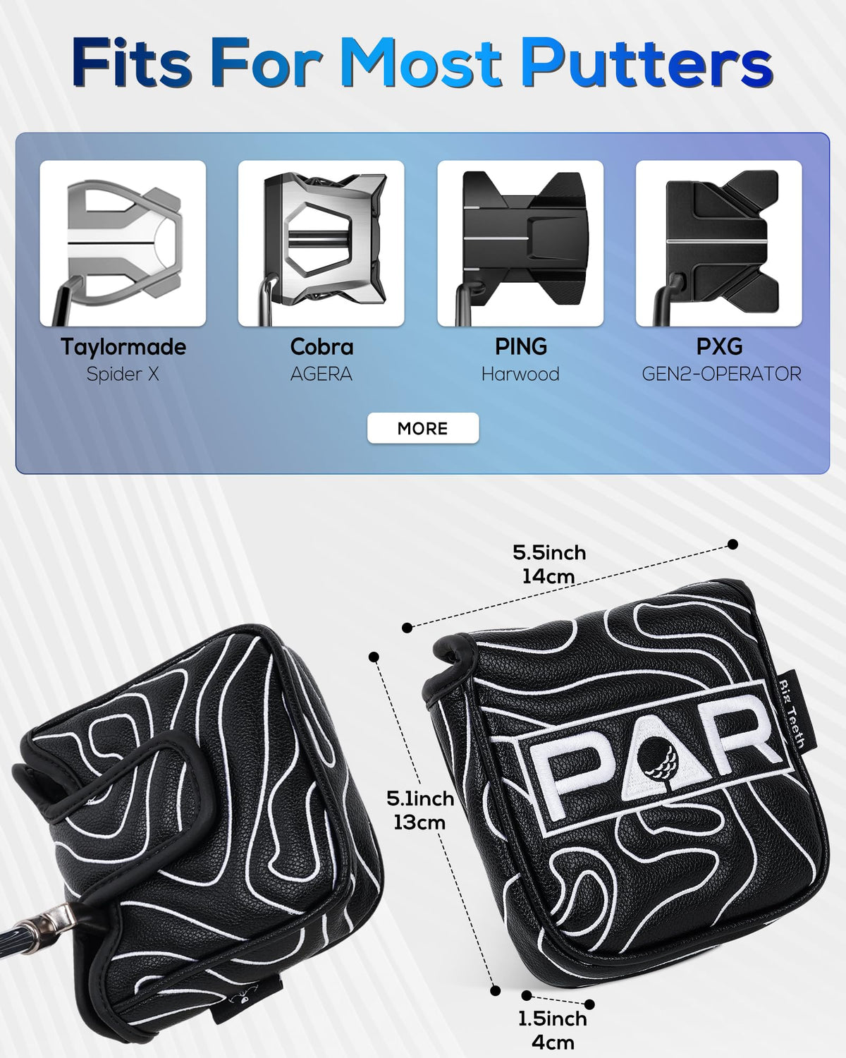 Golf Mallet Putter Cover Pure Black Square Mallet Putter Headcover
