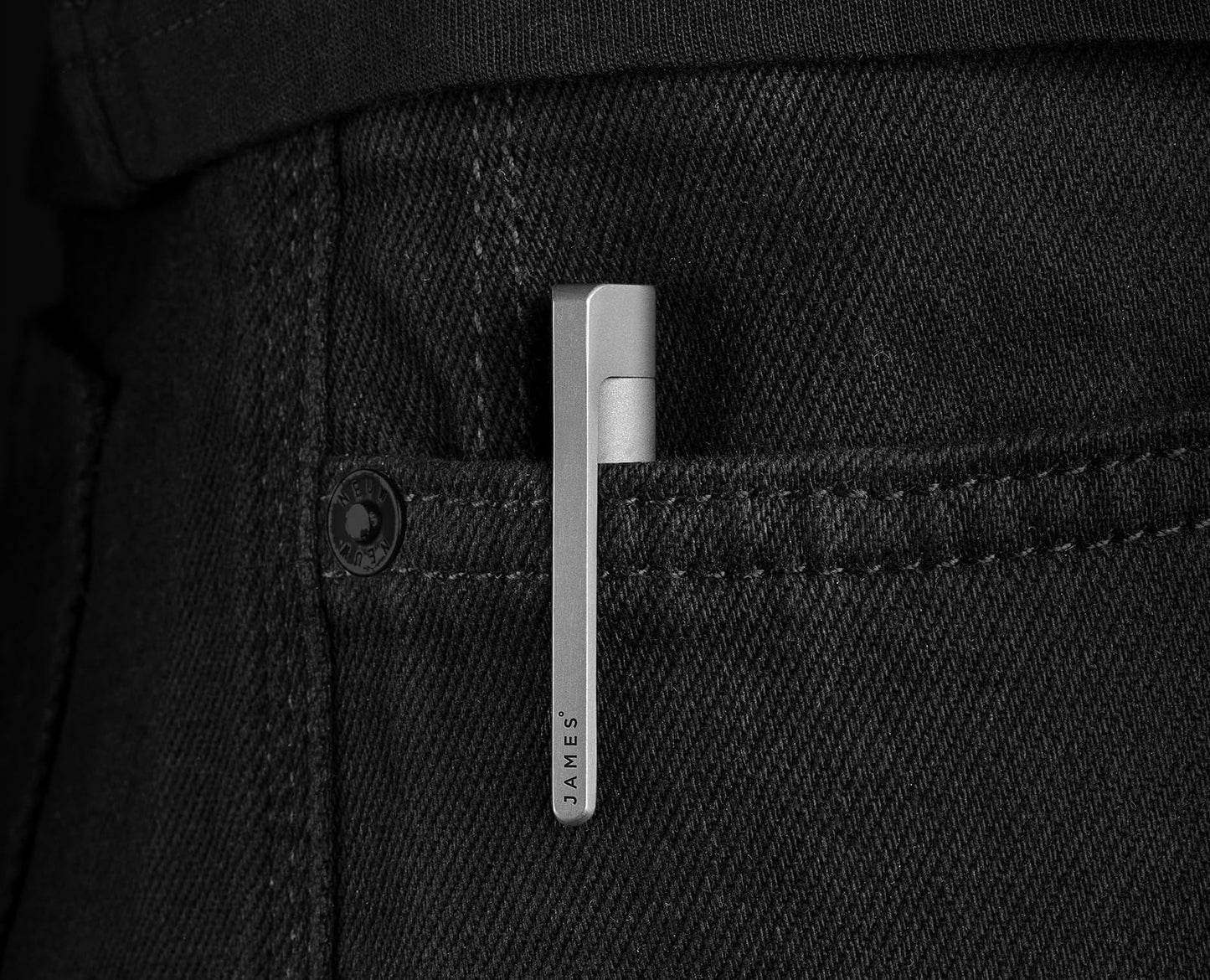 JAMES° Bolen EDC Twist-Retractable Pen, Slim Machined Stainless Steel Barrel Designed for Daily Carry, Black