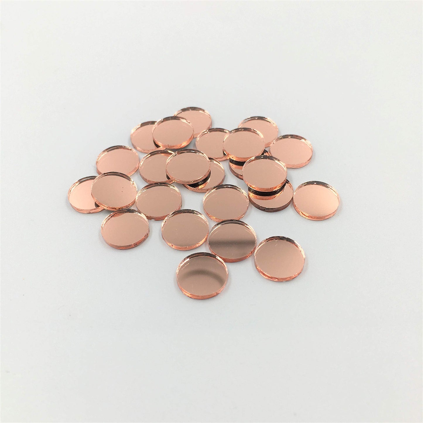 3/4" Round Mosaic Mirror Tiles Rose Gold Craft Mirror Circles 100 Pieces for Craft Projects (Dia 3/4'')