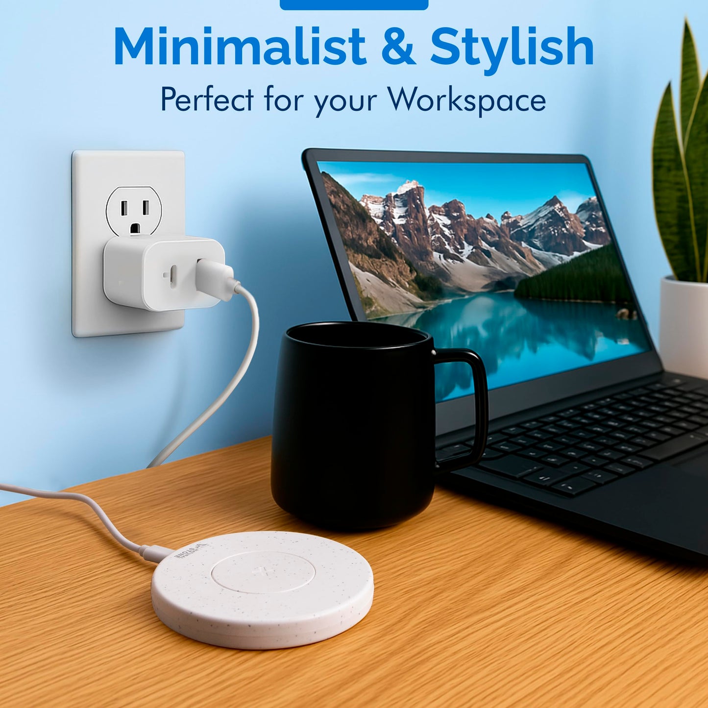 15W Fast Wireless Charger – Stone Wireless Charging Pad w/ 20W USB-C Adapter, LED Indicator, Overheat & Short Circuit Protection