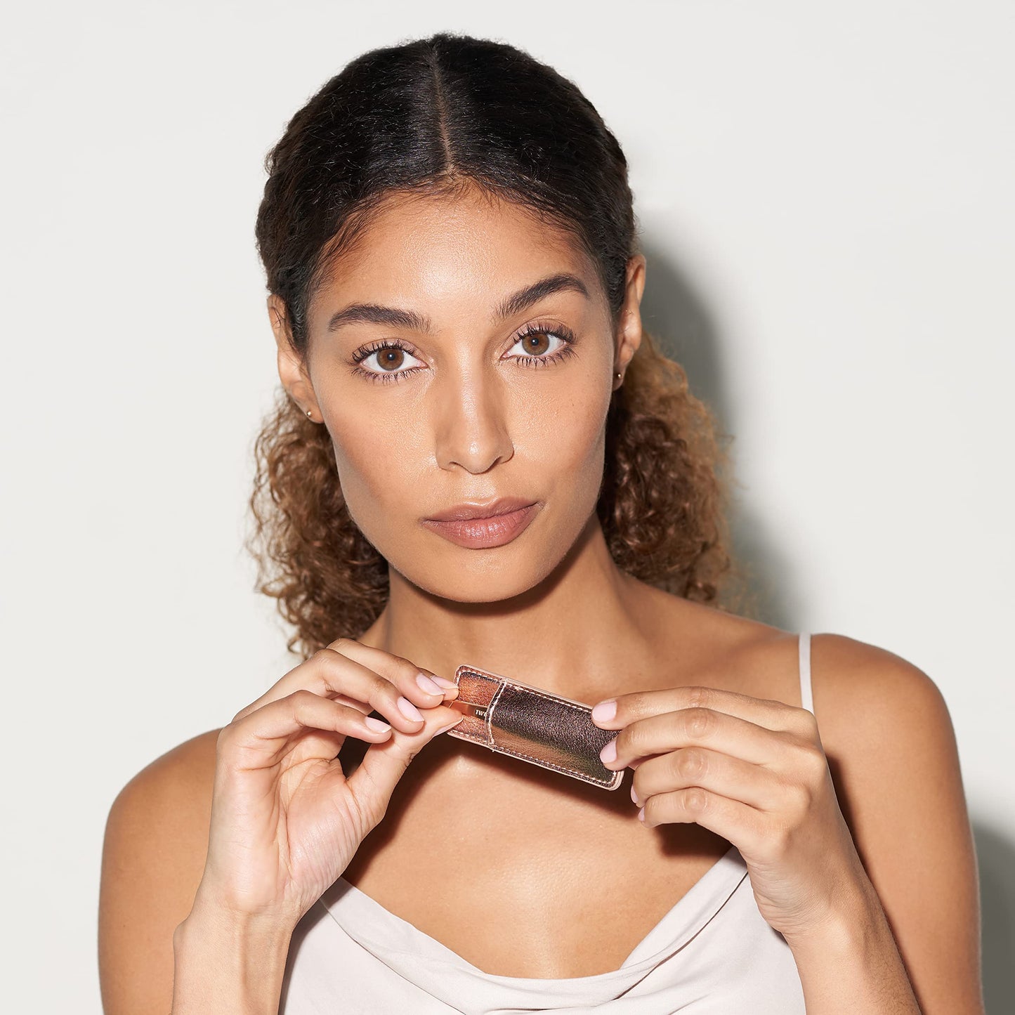 Tweezerman Rose Gold Mini Slant Tweezer with Case - Eyebrow Tweezers for Women and Men