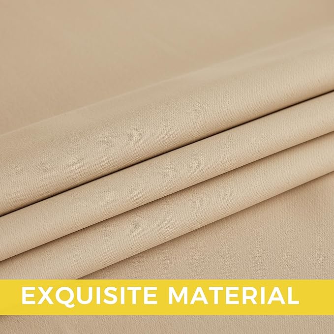NICETOWN Room Darkening Draperies Curtains Panels, 2 Panels Biscotti Beige W52 x L63