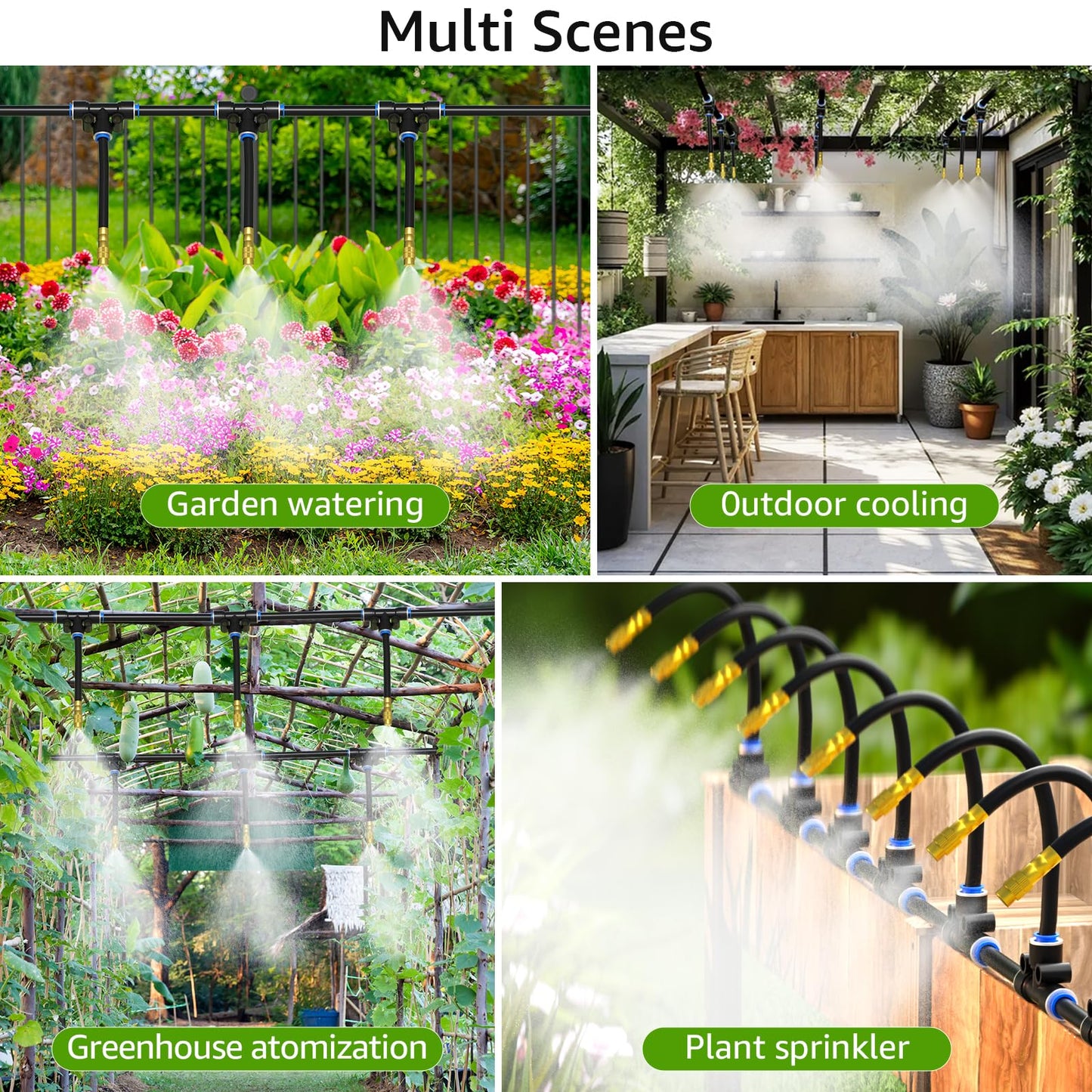 Bluepro Drip Irrigation System 200FT 1/4", 2026-Upgrade Garden Sprinkler Kit with 32PCS 360° Adjustable Copper Nozzles, Automatic Misting Watering System for Raised Beds, Greenhouse, Lawn, Patio, Yard