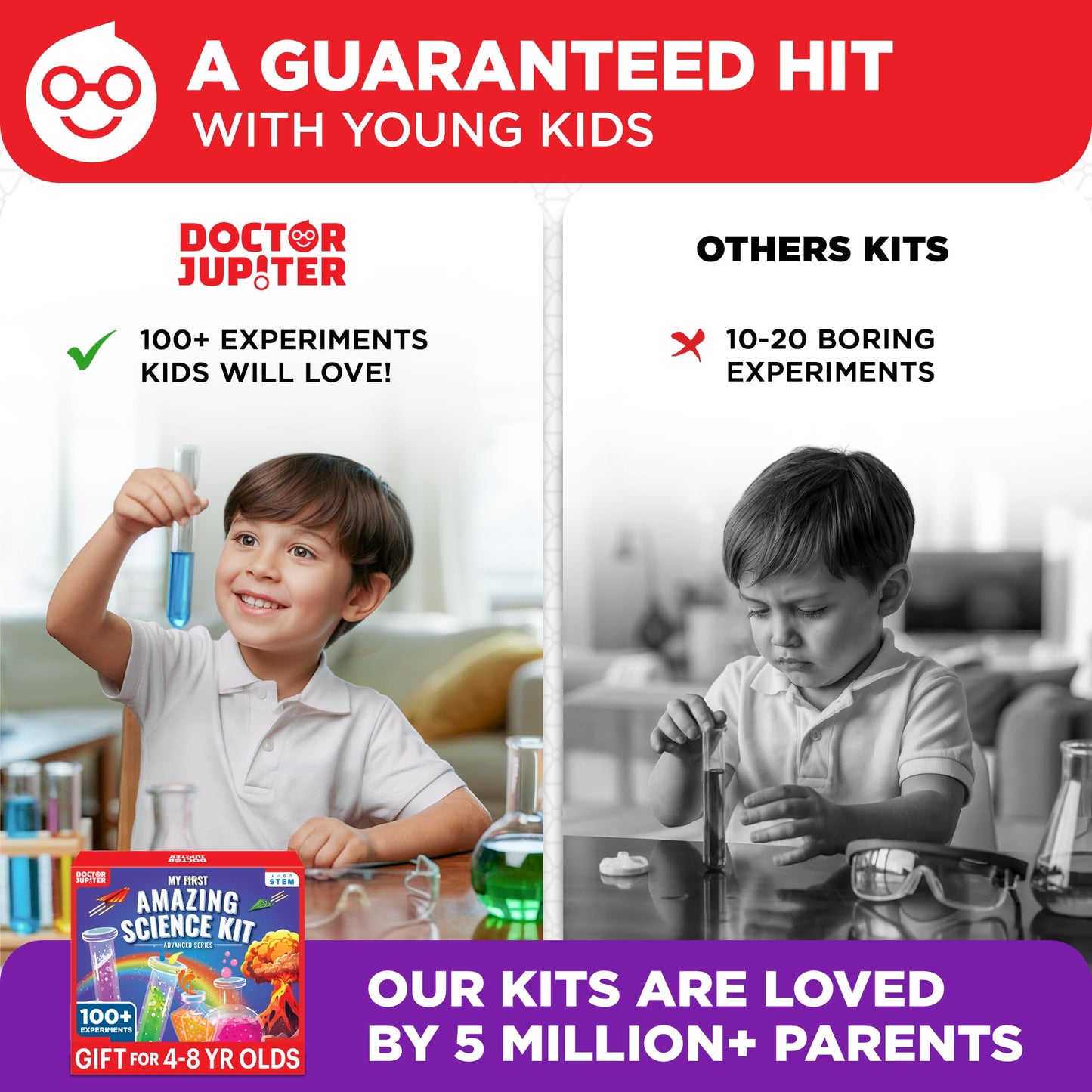 Doctor Jupiter My First Amazing Science Kit for Kids Ages 4-5-6-7-8 Ideas for 4+ Year Old Boys & Girls | Learning & Educational Projects | STEM Toy with 100+ Experiments