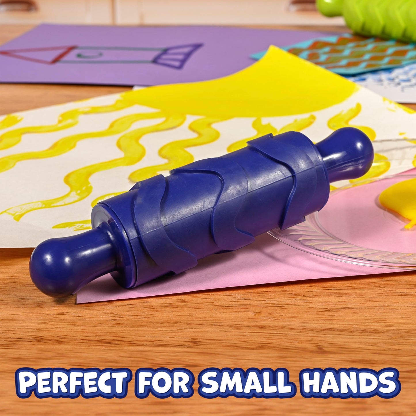 READY 2 LEARN Paint and Dough Texture Rollers | Set of 4 | Patterned Rolling Pins for Kids | Play Dough Accessories and Art Tools