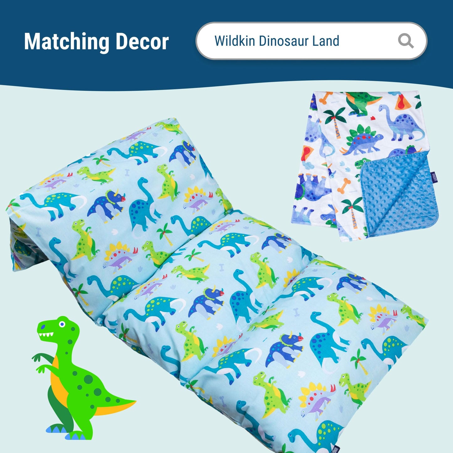 Wildkin Kids Cotton Toddler Comforter Set – Soft & Lightweight, Fits Standard Crib Mattress - Dinosaur Land