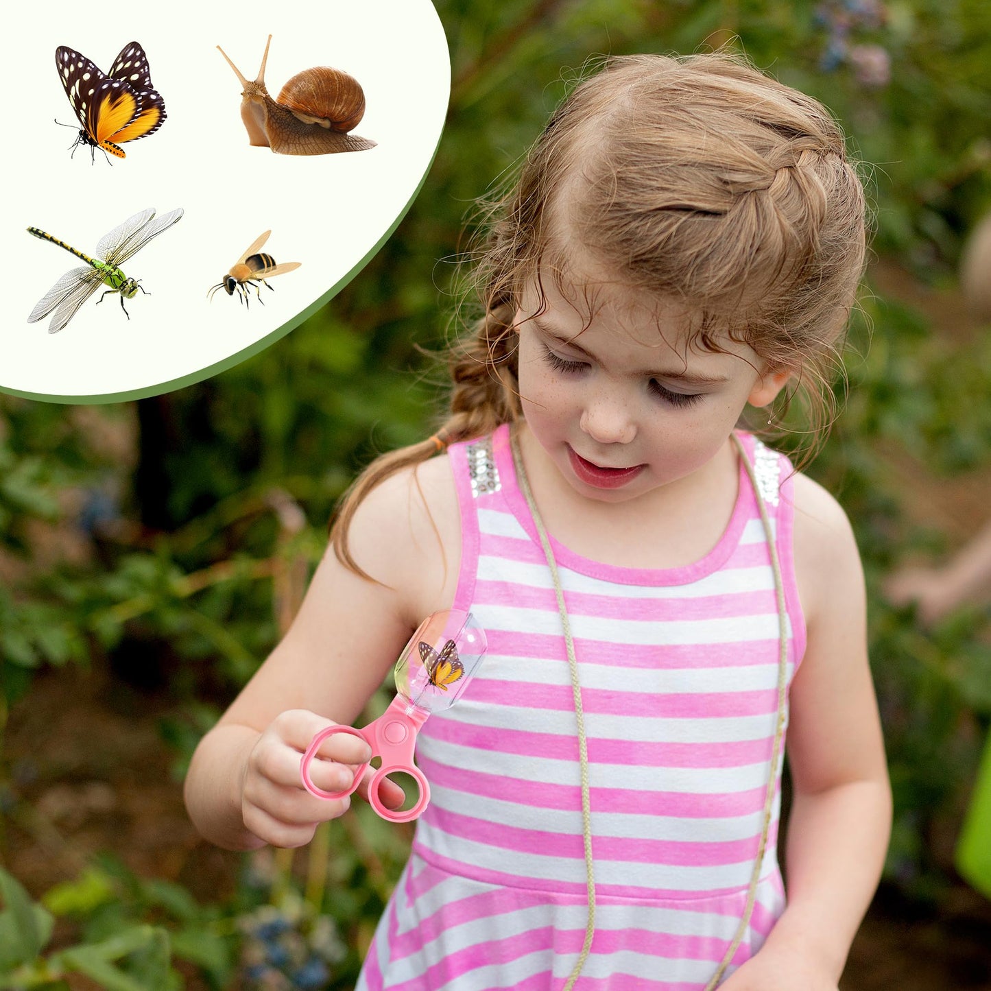 ROBOTIME 2-Person Bug Catcher Kit for Kids - Complete Pink Outdoor Explorer Set with Double Tools for Siblings & Friends (Ages 3+)