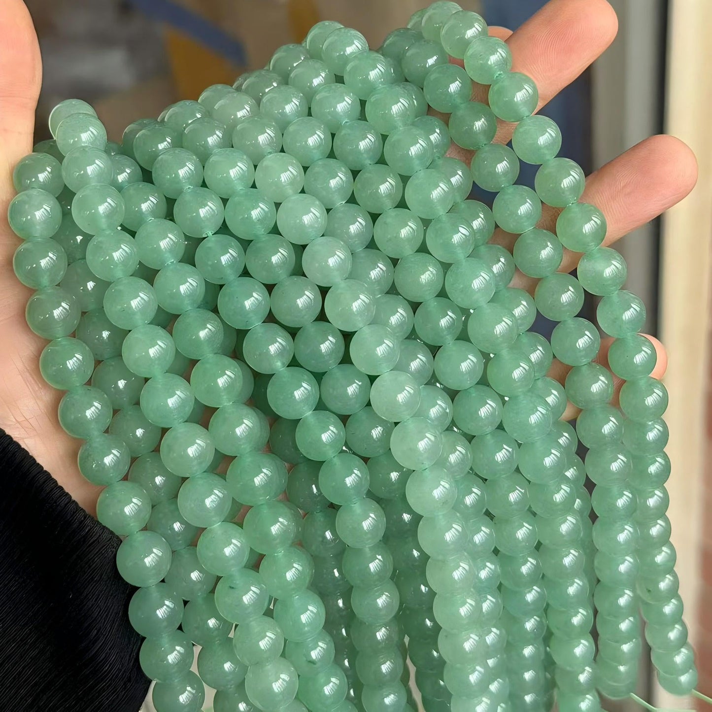MJDCB Natural Stone Beads Green Aventurine Round Loose Beads for Jewelry Making DIY Bracelet Necklace (10mm)